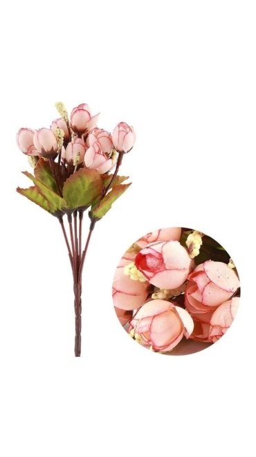 Buchet Trandafir Artificiale 5 Fire, 33 cm, 10 Flori - Engros