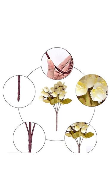Buchet Trandafir Artificiale 5 Fire, 33 cm, 10 Flori - Engros