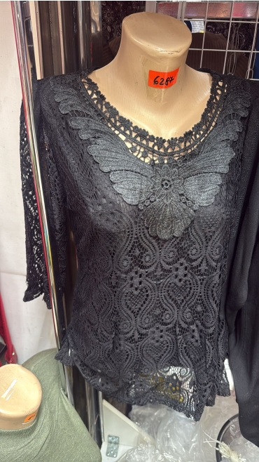 bluza dama 50-62 negru/alb/bej 5/set