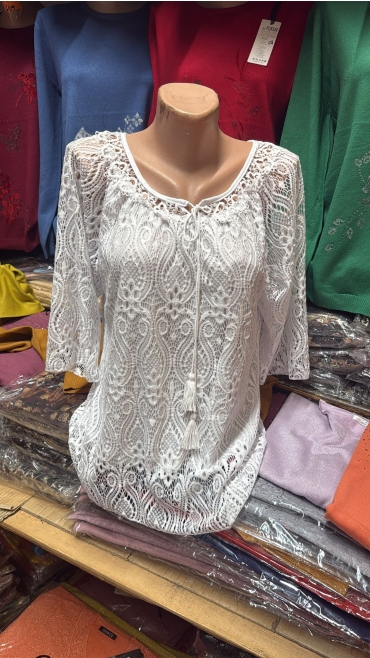 bluza dama 50-62 negru/alb/bej 5/set