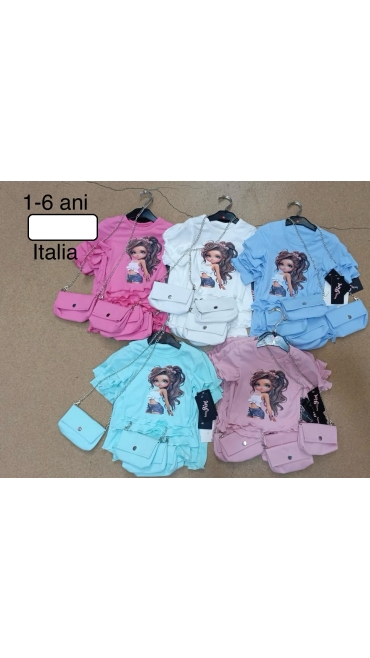 set tricou si geanta fete 1-6 ani 6/set