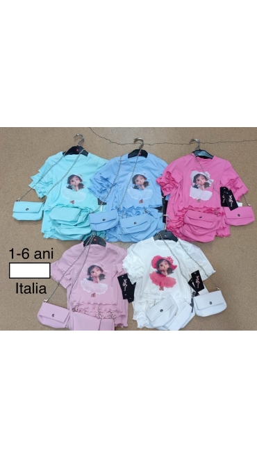 set tricou si geanta fete 1-6 ani 6/set