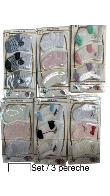 set 3 perechi sosete bebe 5/set