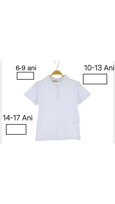 tricou alb copii scoala 10-13 ani 4/set