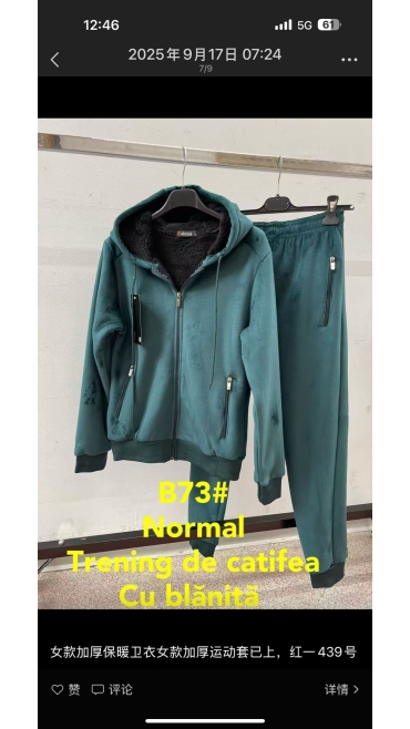 trening dama catifea imblanit m-3xl 5/set