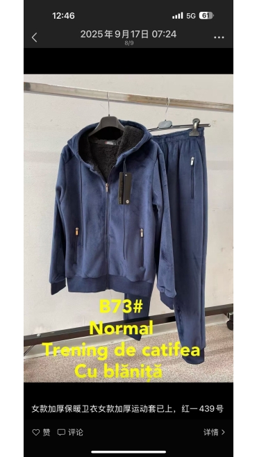 trening dama catifea imblanit m-3xl 5/set