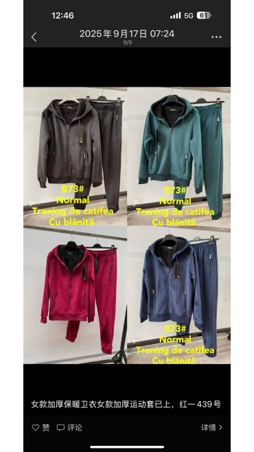 trening dama catifea imblanit m-3xl 5/set