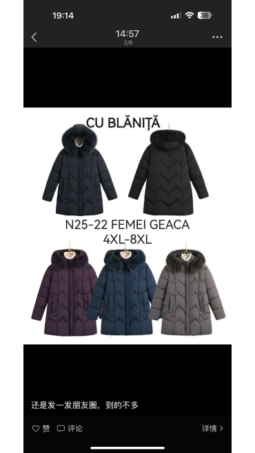 geaca dama 4xl-8xl 5/set