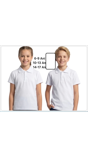 tricou copii alb 6-9 ani 4/set