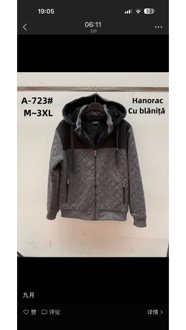 hanorac barbati blana m-3xl 5/set