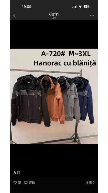 hanorac barbati blana m-3xl 5/set