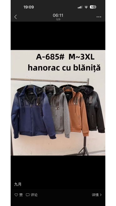 hanorac barbati blana m-3xl 5/set