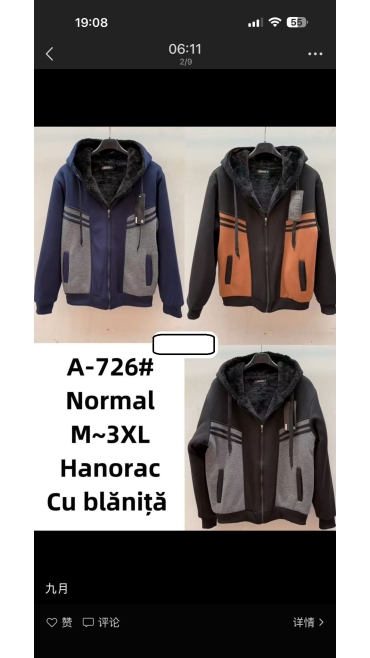 hanorac barbati imblanit m-3xl 5/set