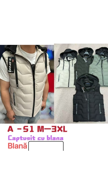 vesta barbati captusita blana m-3xl 5/set