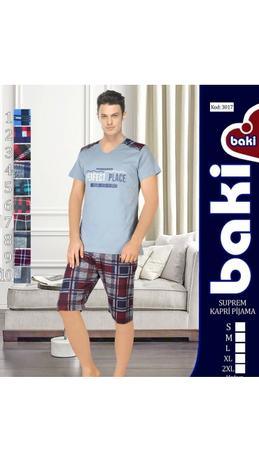 pijama 3/4 barbati Baki S-2XL 100%bumbac 5/set