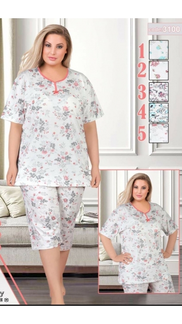pijama dama batal 100%bumbac xl-3xl 3/set