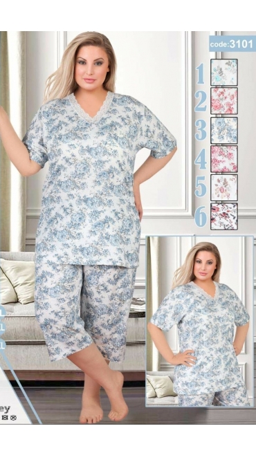 pijama dama batal 100%bumbac xl-3xl 3/set