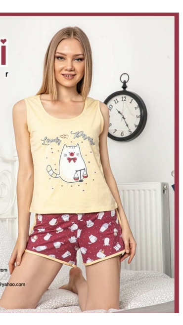 pijama dama baki schort 100% bbc s-xl 4/set