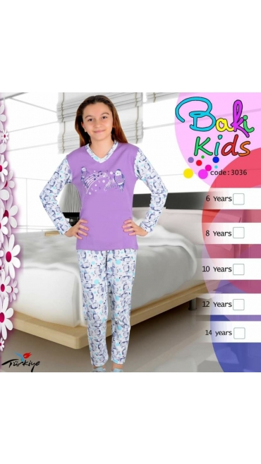 pijama fetite interlok 100% bbc 6-14 ani 5/set