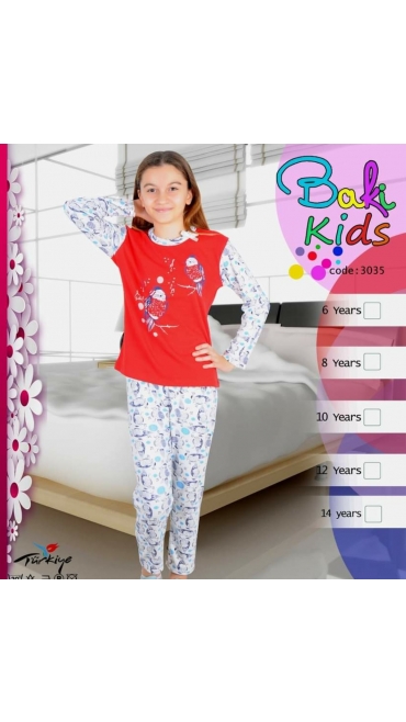 pijama fetite interlok 100% bbc 6-14 ani 5/set