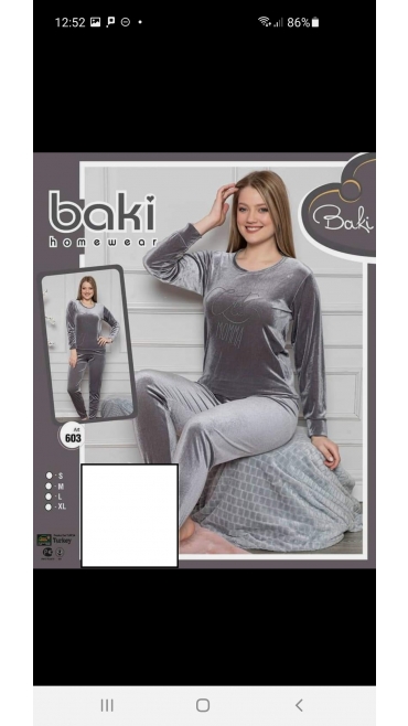 pijama dama catifea baki 90%micro, 10%elastan s-xl 4/set