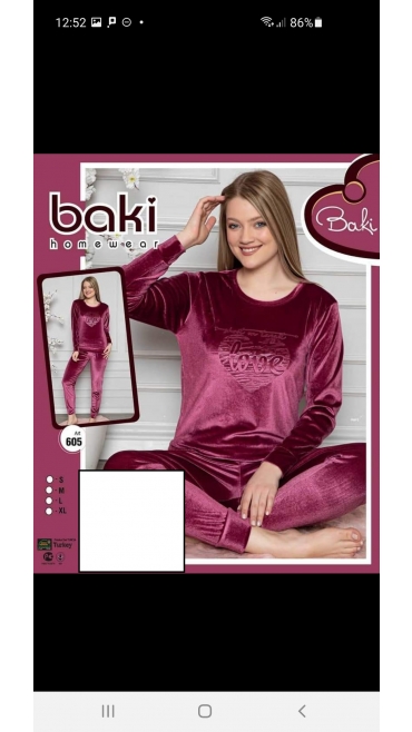 pijama dama catifea baki 90%micro, 10%elastan s-xl 4/set