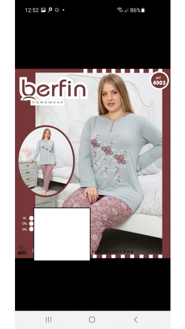 pijama dama berfin batal 100%bbc xl-3xl 3/set