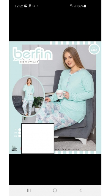 pijama dama berfin batal 100%bbc xl-3xl 3/set