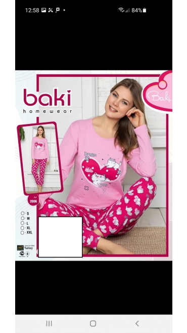 pijama dama baki 100%bbc s-2xl 5/set