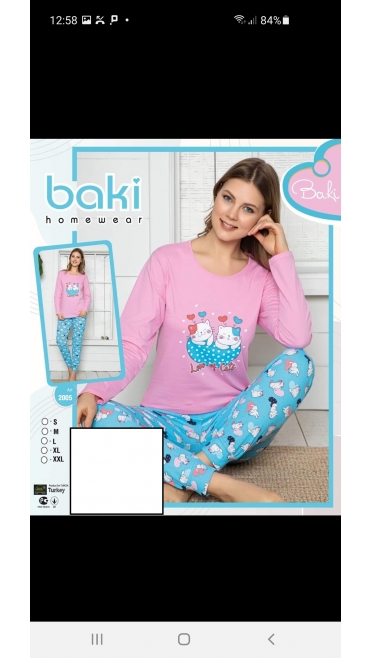 pijama dama baki 100%bbc s-2xl 5/set