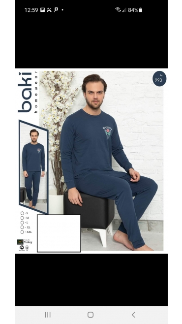 pijama barbati baki 95%bbc, 5%licra s-2xl 5/set