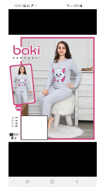 pijama fete baki 100%bbc 14-20ani 4/set