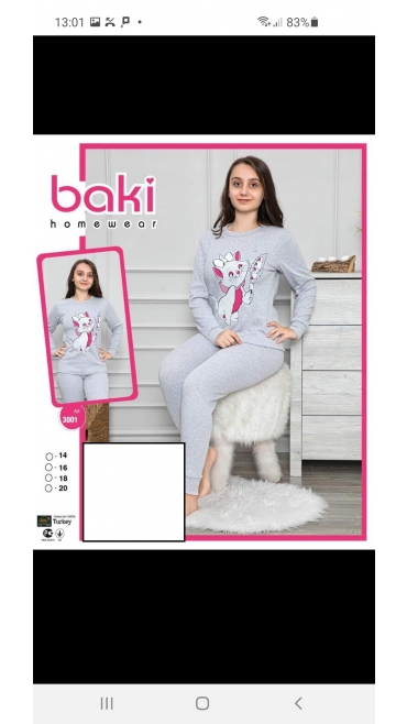 pijama fete baki 100%bbc 14-20ani 4/set