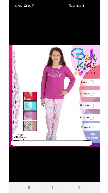 pijama fete interlok 100%bbc 6-14 ani 5/set