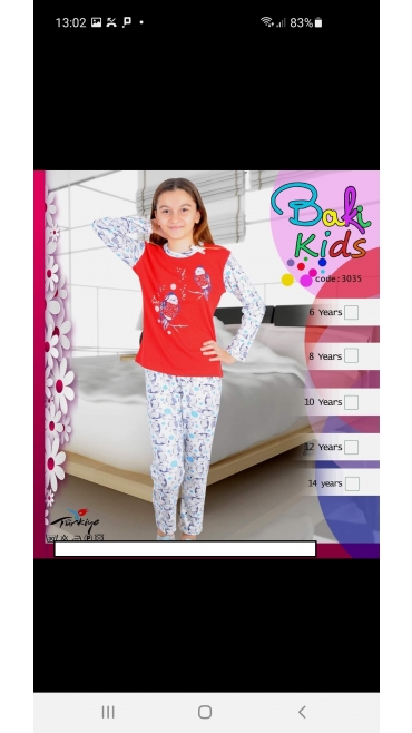 pijama fete interlok 100%bbc 6-14 ani 5/set