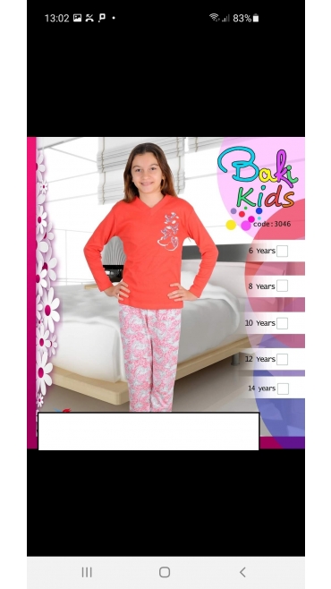 pijama fete interlok 100%bbc 6-14 ani 5/set