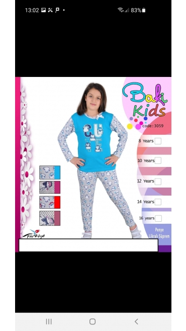 pijama fete interlok 100%bbc 6-14 ani 5/set