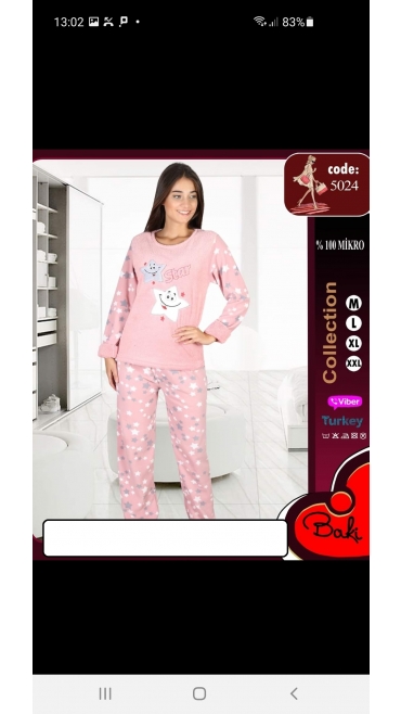 pijama dama baki cocolino 100%micro m-2xl 4/set