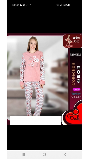 pijama dama baki cocolino 100%micro m-2xl 4/set