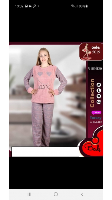 pijama dama baki cocolino 100%micro m-2xl 4/set