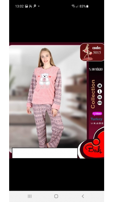 pijama dama baki cocolino 100%micro m-2xl 4/set