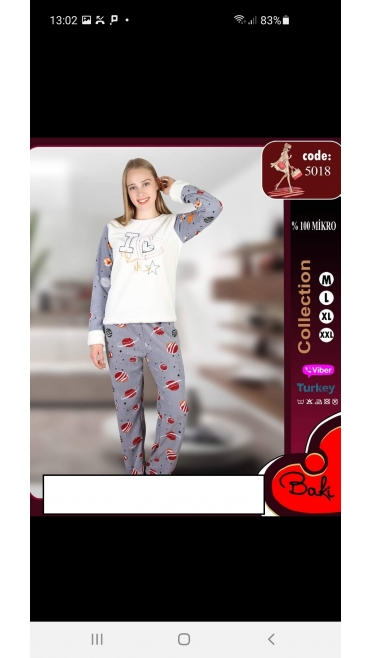 pijama dama baki cocolino 100%micro m-2xl 4/set