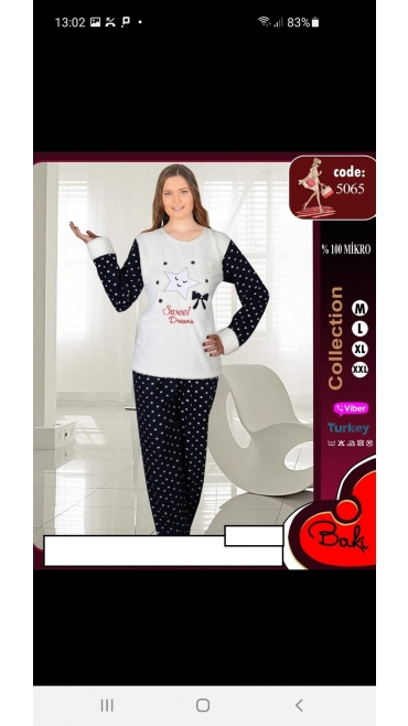 pijama dama baki cocolino 100%micro m-2xl 4/set