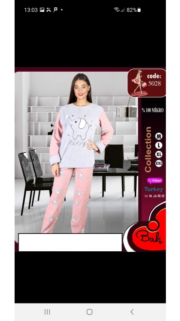 pijama dama baki cocolino 100%micro m-2xl 4/set