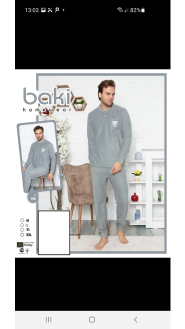 pijama barbati baki cocolino 100%micro m-2xl 4/set