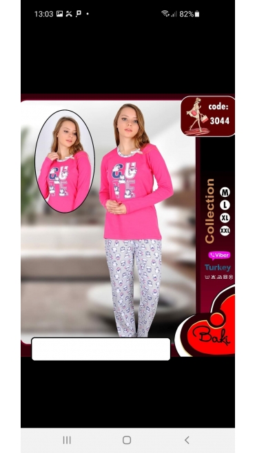 pijama dama baki interlok 100%bbc m-2xl 4/set