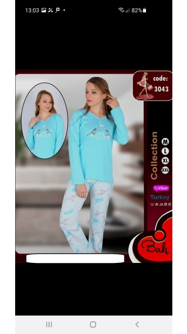 pijama dama baki interlok 100%bbc m-2xl 4/set