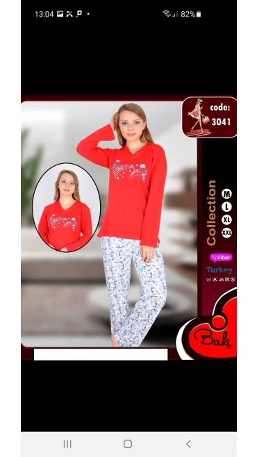 pijama dama baki interlok 100%bbc m-2xl 4/set