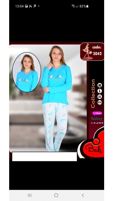 pijama dama baki interlok 100%bbc m-2xl 4/set