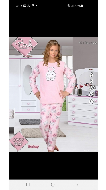 pijama fete cocolino 100%micro 6-14 ani 5/set